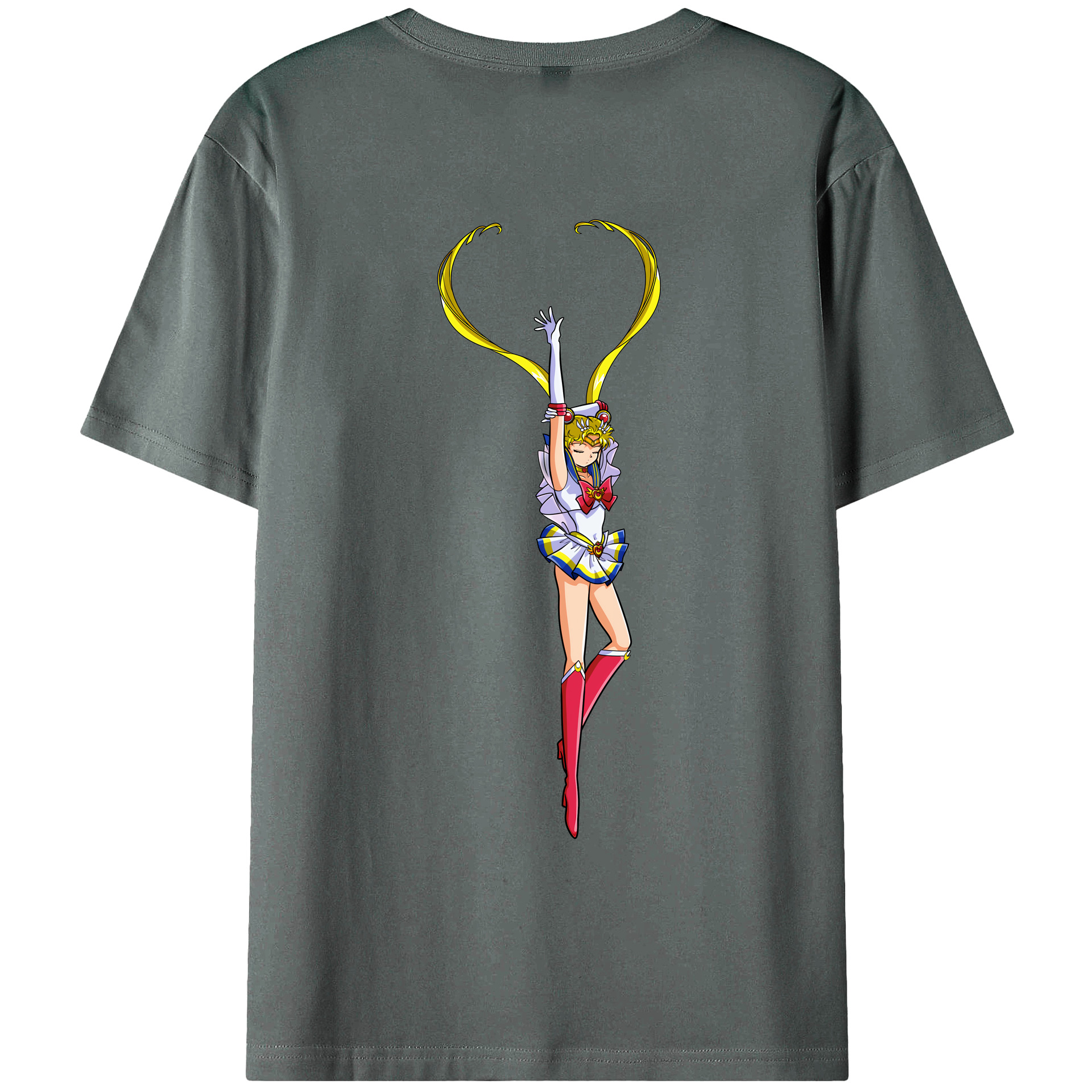 （画像用） 美少女戦士セーラームーン 月野 うさぎ つきの うさぎ Sailor Moon Tsukino Usagi 綿100％ メンズ半袖Tシャツ（バックプリント） 通気性